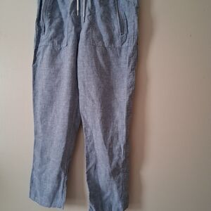 Athleta Light Blue Drawstring Linen-Blend Pants